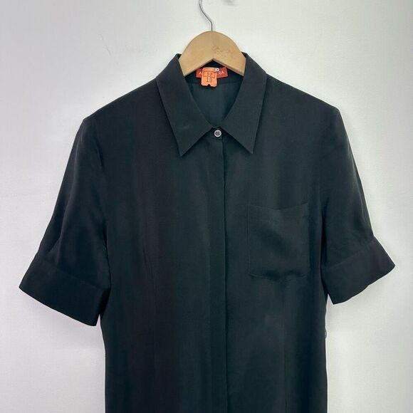 Altuzarra Women’s Black Silk Printed Orange Multicolored Ombre Print Shortsleeve - Picture 8 of 11